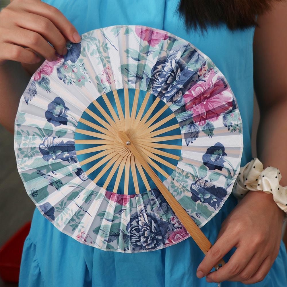 Exquisite Windmill Fan Bamboo Handle Hand Circular Fan Home Decor Folding Hand Fan Lady
