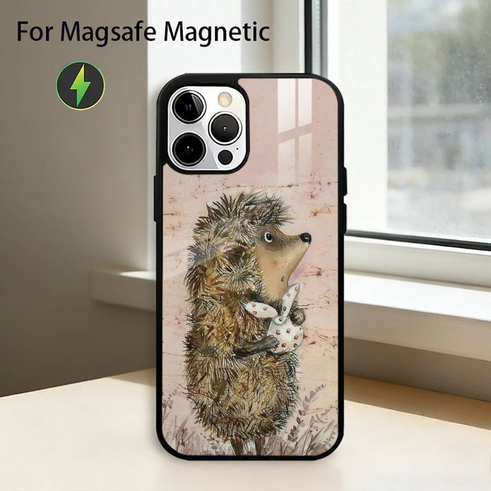 B-Bright Чехол для телефона 'Ёжик в тумане' для iPhone 17, 16, 15, 14, 13, 12, 11 Plus, Pro, Магнитный для беспроводной зарядки Magsafe