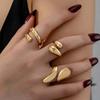 3Pcs/Set Vintage Gold Color Water Drop Rings for Women Fashion Creative Metal Smooth Geometric Adjustable Open Ring Zircon