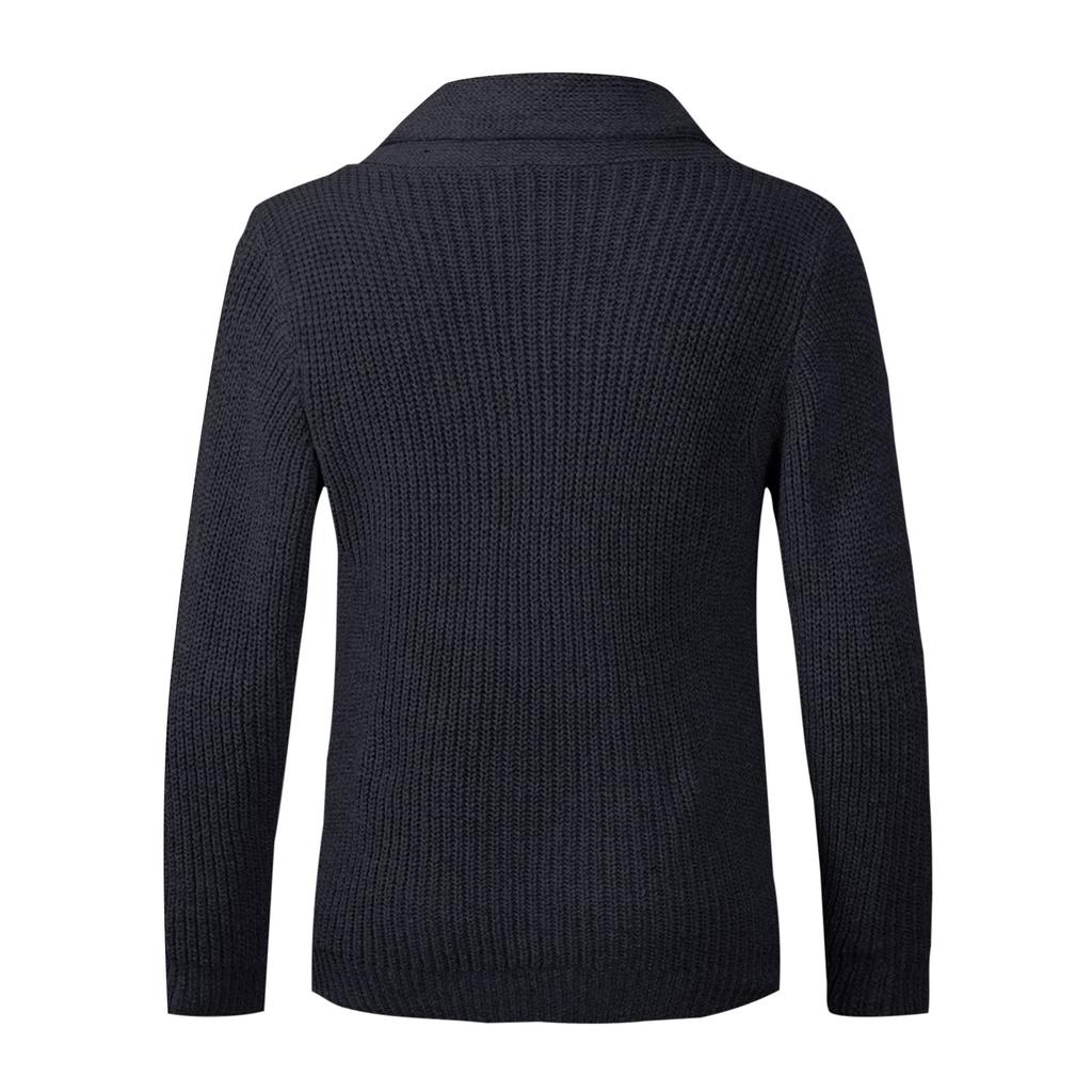 Мужской однобортный свитер с воротником-стойкой, молодежный модный повседневный свитер