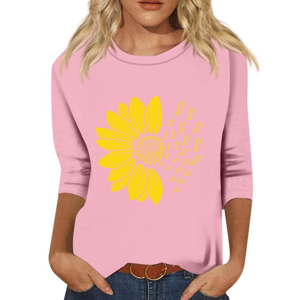 Женский модный свободный повседневный пуловер с принтом и круглым вырезом, рукав три четверти