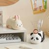 Уникальная подставка для ручек в виде животного Милое настольное украшение в виде кролика Забавная полимерная статуэтка панды Офис