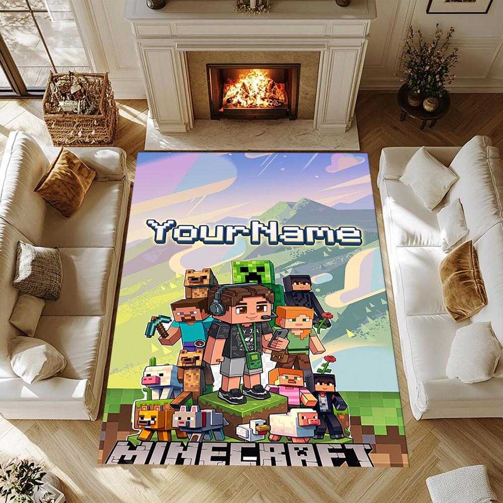 Minecraft 7 Customized Name Carpet Design for Balcony Hallway Bedrooms Dormitory Anti-slip Rug Office home decor Wedding Party Gift