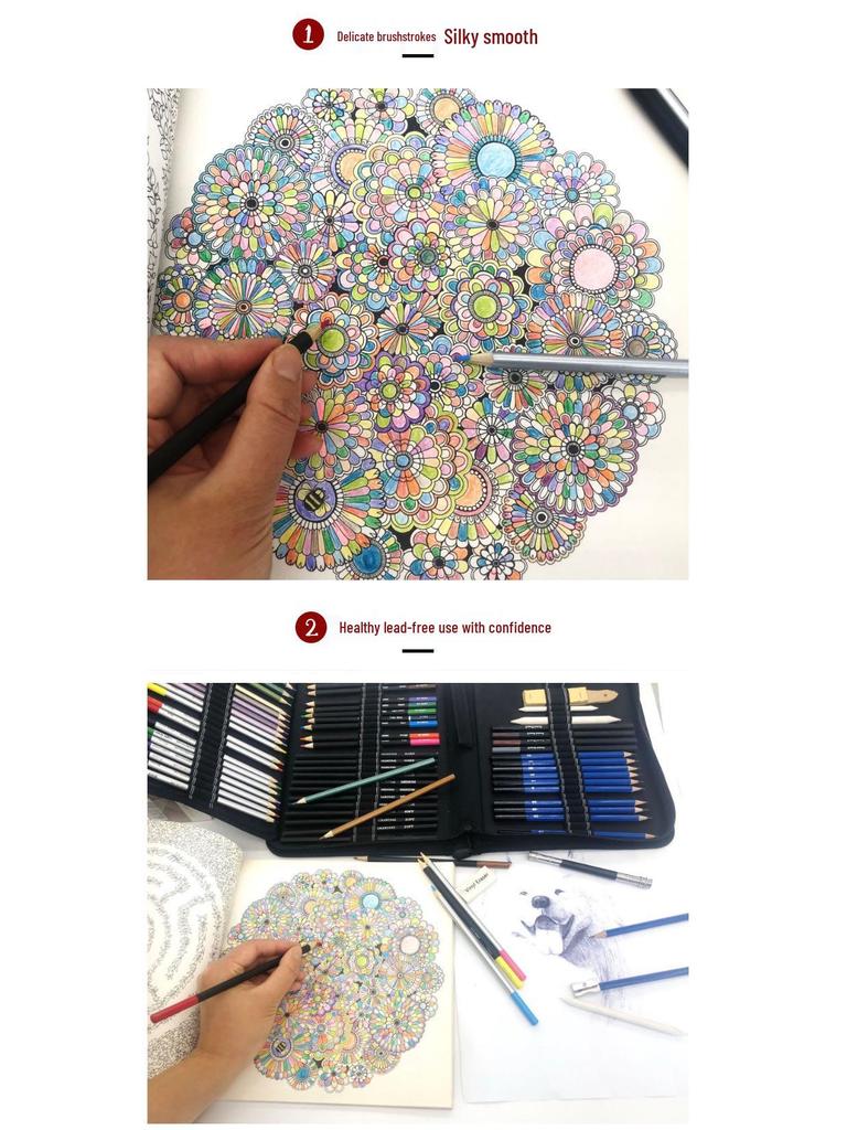 Набор из 72 водорастворимых и металлических цветных карандашей для рисования для детей