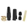 Alto Saxophone Mouthpiece Set: 5-Piece Kit with Cap, Clip, Reed, and Tooth Pad.