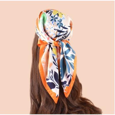 68cm Colorful Floral Scarf Women's Spring Summer Thin Imitation Silk Scarf Elegant Temperament Versatile Headscarf Shawl Scarfs