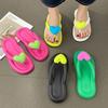 Fashion Summer Candy Colors Flip Flops Beach Love Heart Bowknot Soft Bottom Flat Slippers Women Outdoor Non Slip Flat Slide Sandals Ship