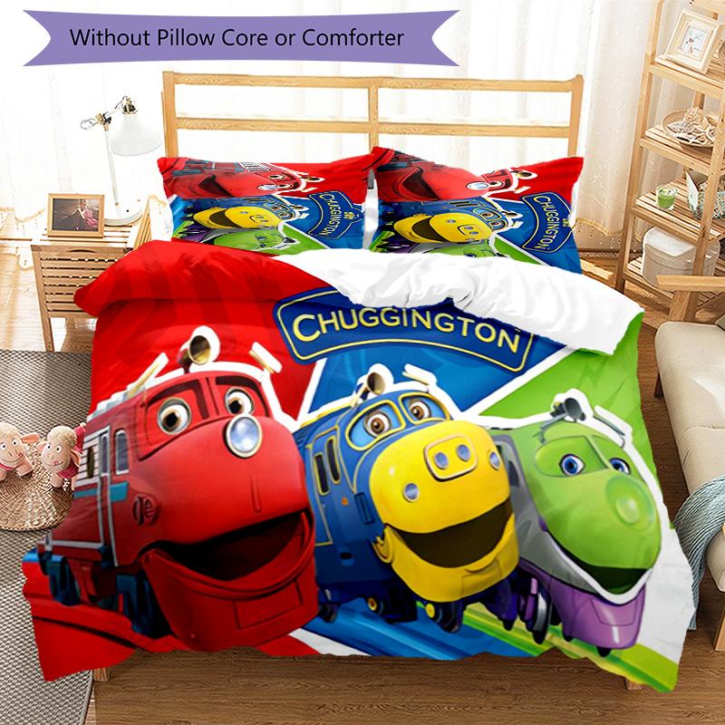 3pcs Chuggington pattern bedding set duvet cover set includes duvet cover &pillowcases, perfect all season bedroom decoration & gift