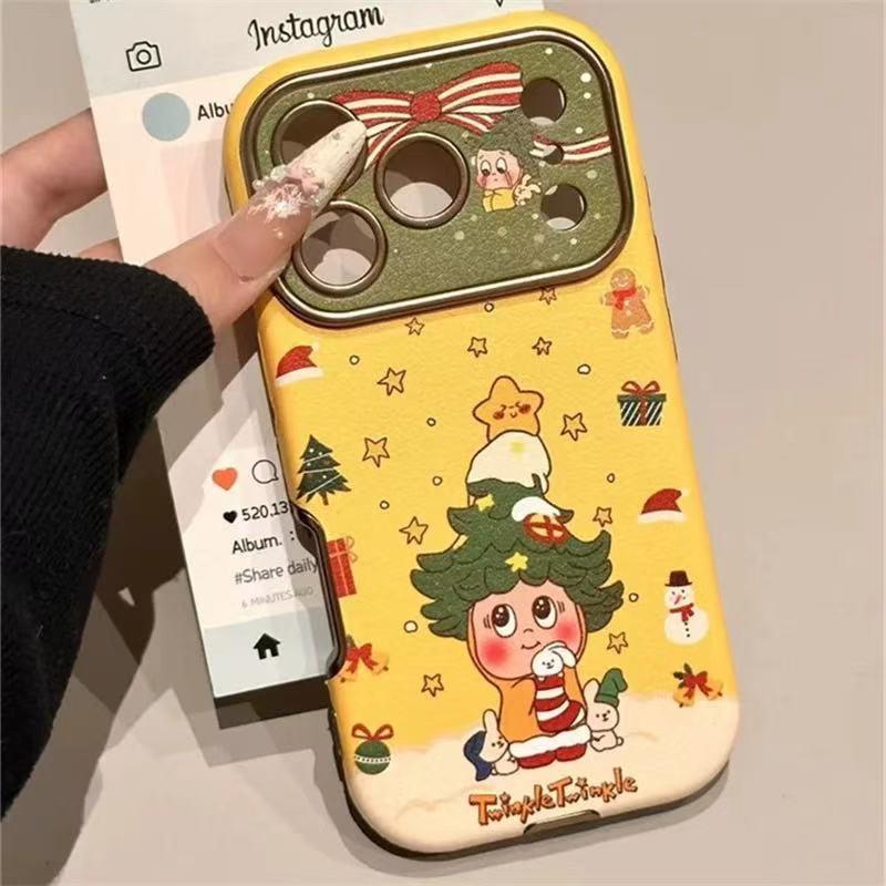 Рождественский мультяшный чехол-звезда для iPhone 17 Pro/16 Pro/15 Pro с большим окном