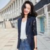 Lace Suit Coat Women's Large Korean Version Spring and Summer Three-quarter Sleeve Top Sunscreen Shirt Cut-out Thin Suit