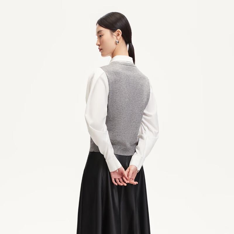 Veromoda Трикотажная рубашка с пэчворком, имитация двух предметов, с рукавами-фонариками