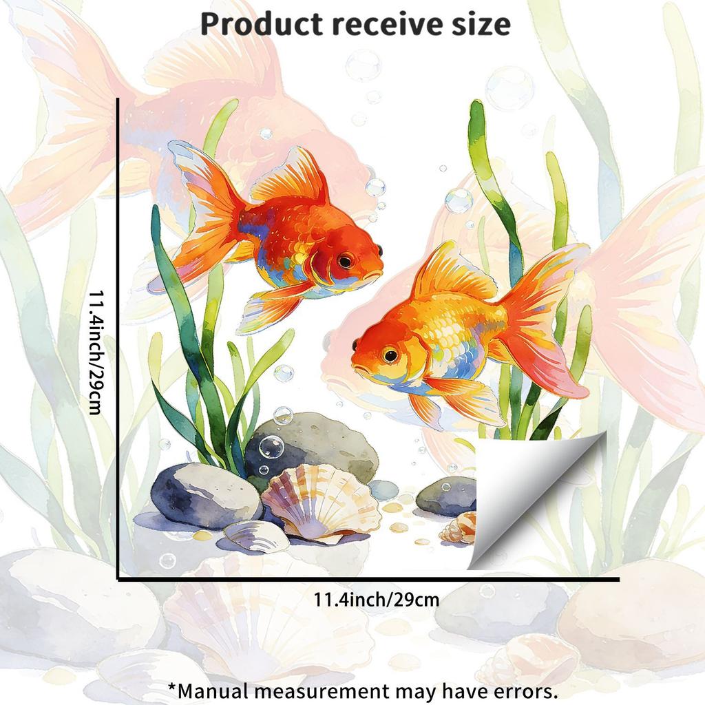 Creative Goldfish Playing Water Static Cling Wall Sticker for Living Room Bedroom Study Home Decor