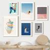 Abstract Character Poster Swimming Girl Wall Art Canvas Minimalist Life Modern Creative Print