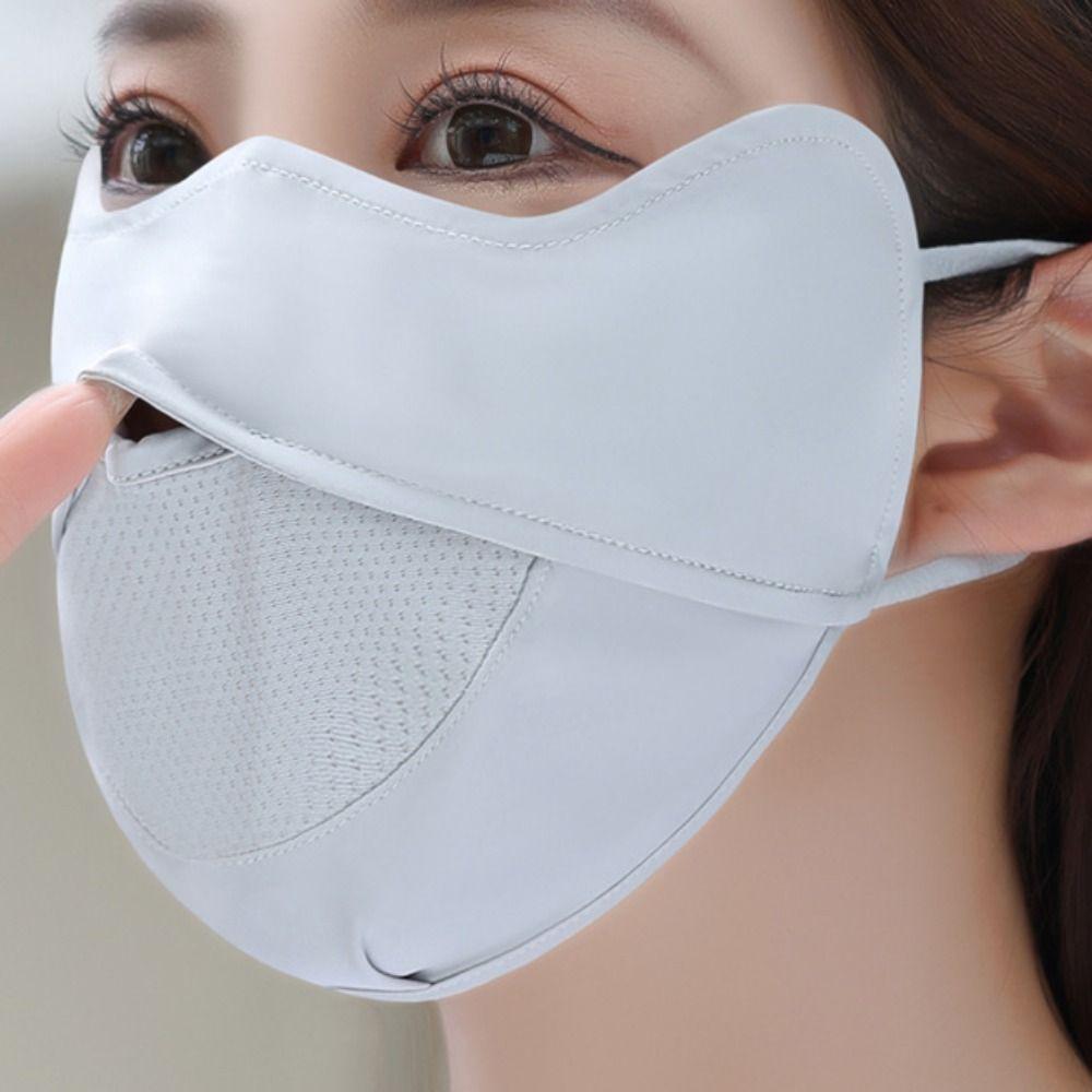 Solid Color Ice Silk Face Scarf Mesh Anti-uv Face Cover Thin Sunscreen Veil  Sports