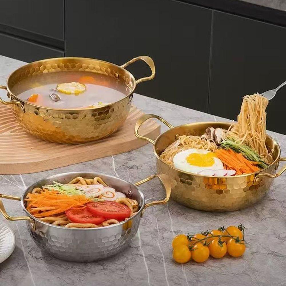 Прочная корейская кастрюля для рамена из нержавеющей стали, утолщенная маленькая миска для соуса, многофункциональная миска для лапши