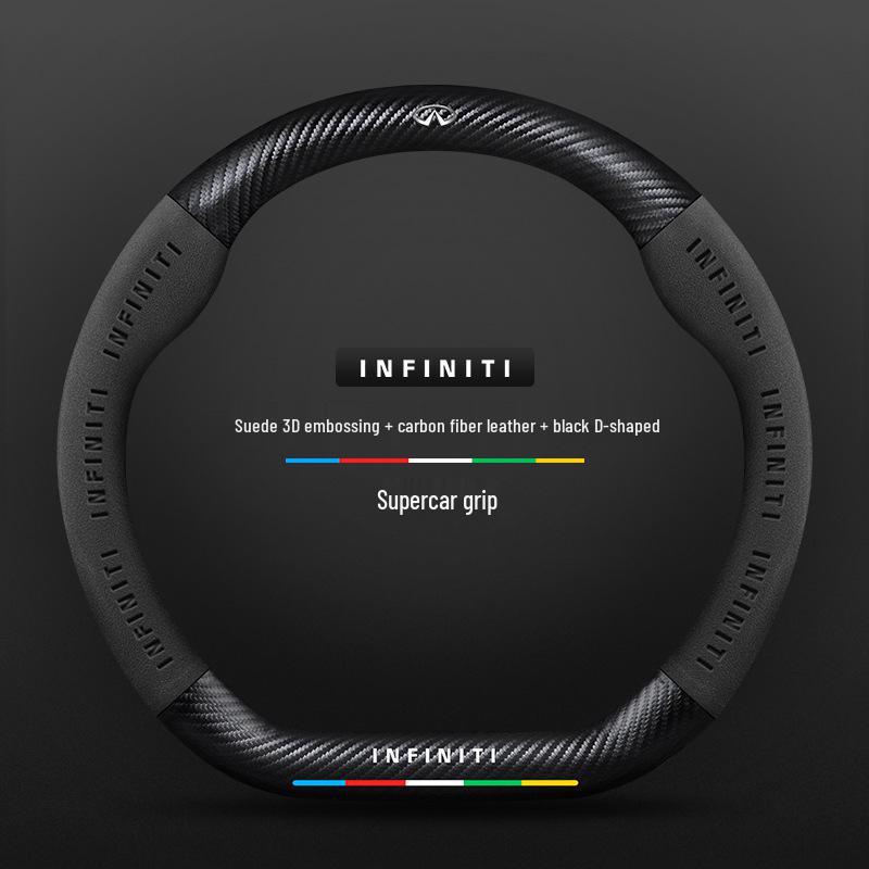 Infiniti Special Car Steering Wheel Cover - Genuine Leather, Suede, Carbon Fiber, Universal, Breathable, All-Season