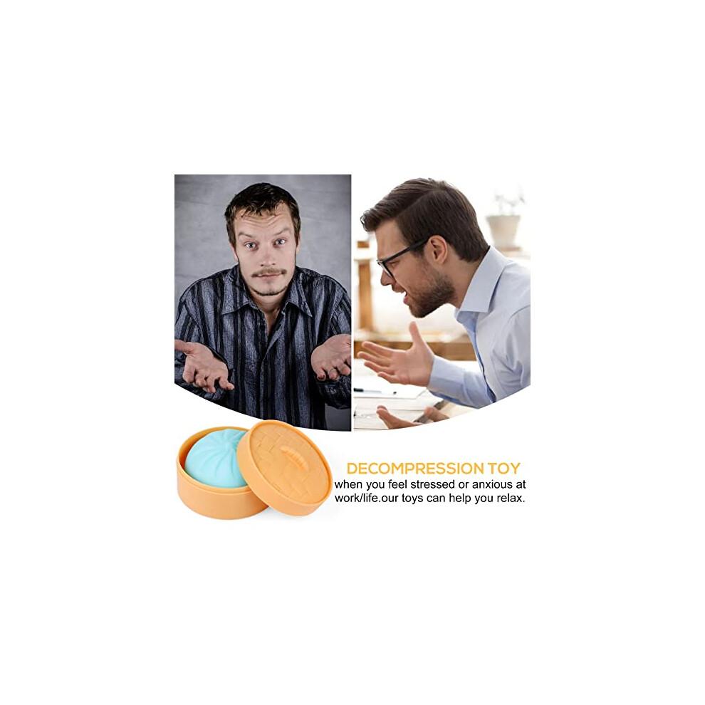 4 PCS Colorful Dumpling Squishy Stress Balls Fidget Sensory Toy,Squeeze Dough Ball Stress Relief Hand Toy,Anti-Anxiety Bun with Food Steamer Stretchy