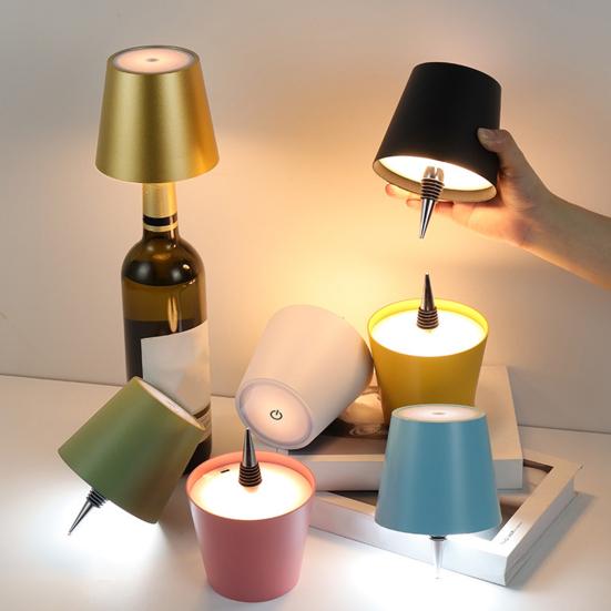 Беспроводная лампа для бутылок вина, 3 цвета, регулируемая яркость, перезаряжаемая, беспроводная, сенсорное управление, светодиодная настольная лампа для дома, офиса, бара, кафе, украшения