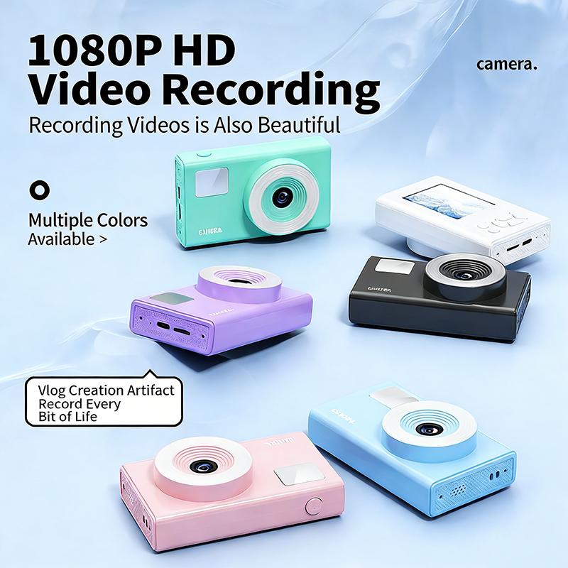 1080P HD Digital Camera 44MP Compact Vlog Camera with 3-Color Fill Light 16X Zoom OTG Transfer Pocket Camera