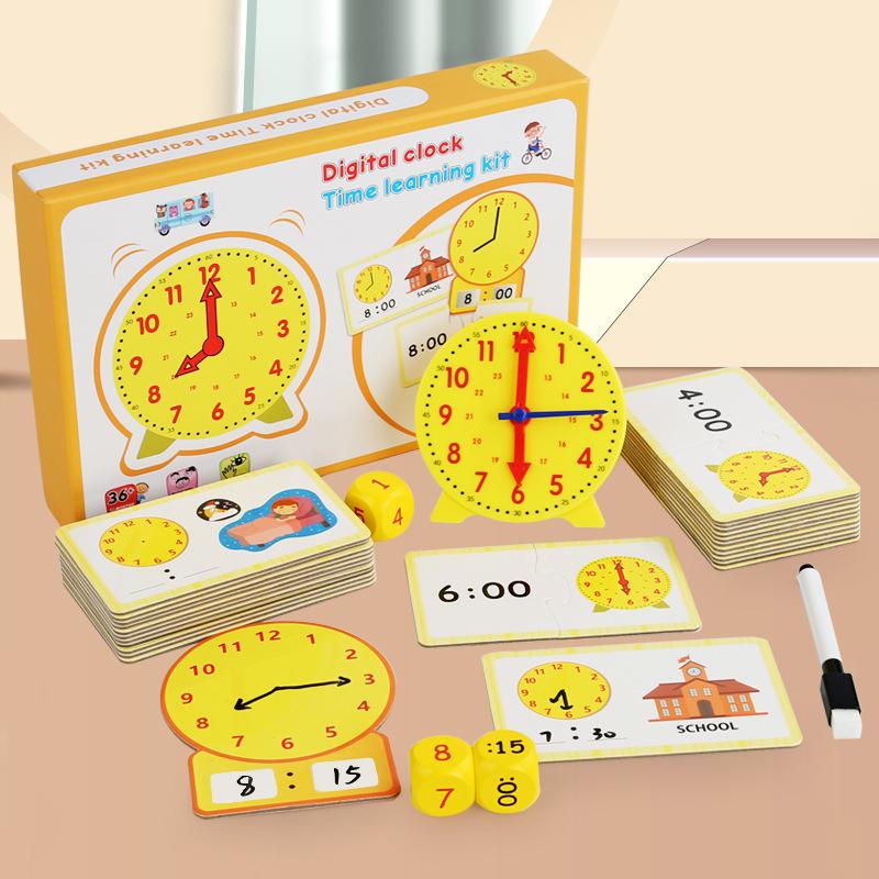 Montessori Wooden Children'S Multi-Functional Early Education Cognitive Clock Baby Enlightenment Cognitive Time Educational Toy