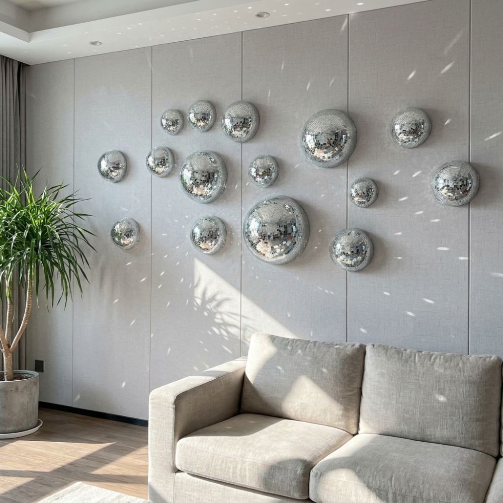 5Pcs Semicircle Disco Ball Half Wall Decor Metallic Dome-shaped Disco Wall Decor Home Decor