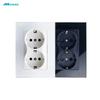 Wall Double Socets Upright Crystal Glass Panel EU Germany AC Power Points Plug Outlets 110-250V Netherlands Europe Home Office