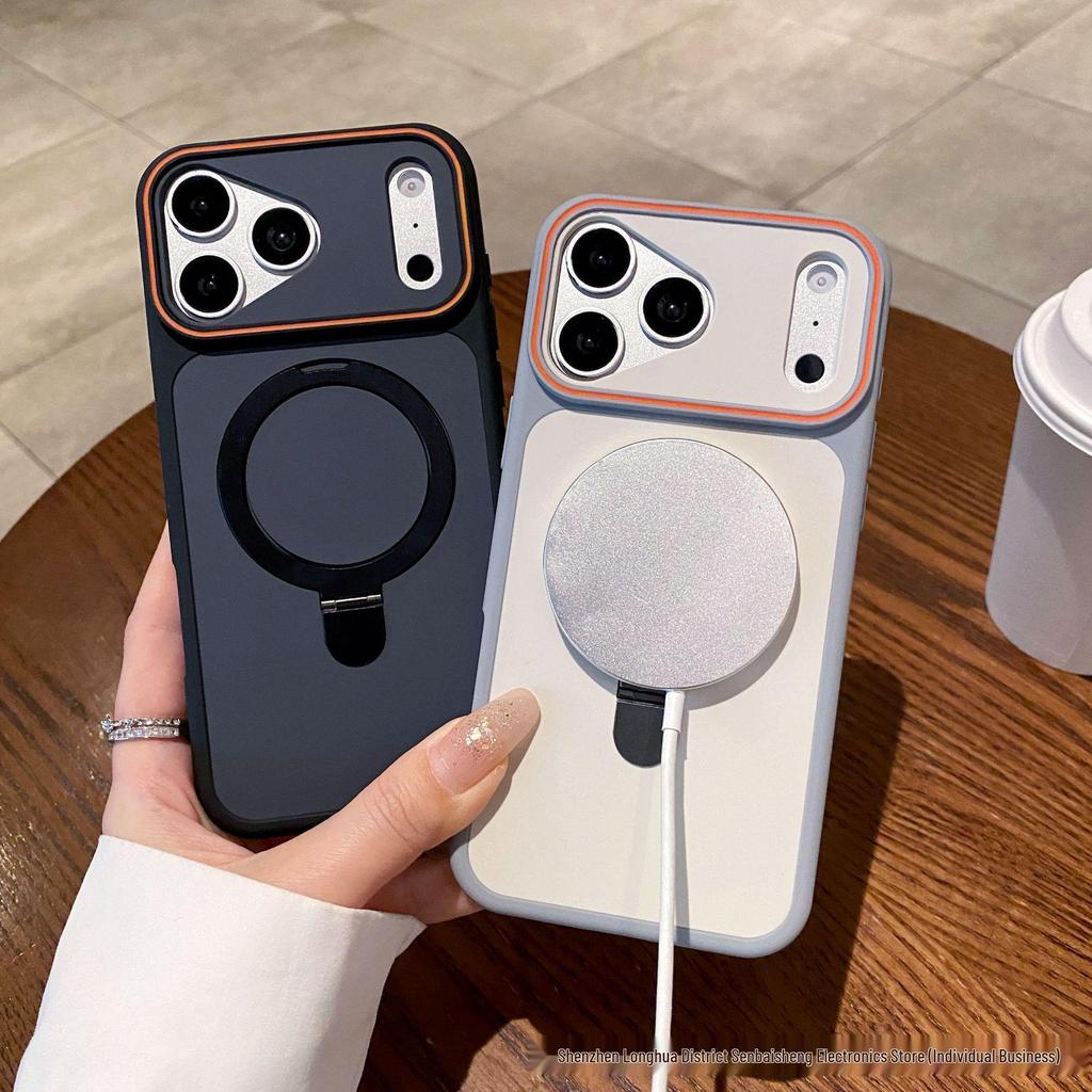 Bi-Color Phantom Stand Case for iPhone 17 Pro Max & 16, Magnetic Charging, Full Coverage, Anti-Drop Protection.