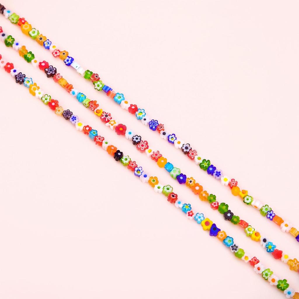 45шт лэмпворк бусины разноцветные стеклянные бусины с цветочным узором для изготовления ювелирных изделий