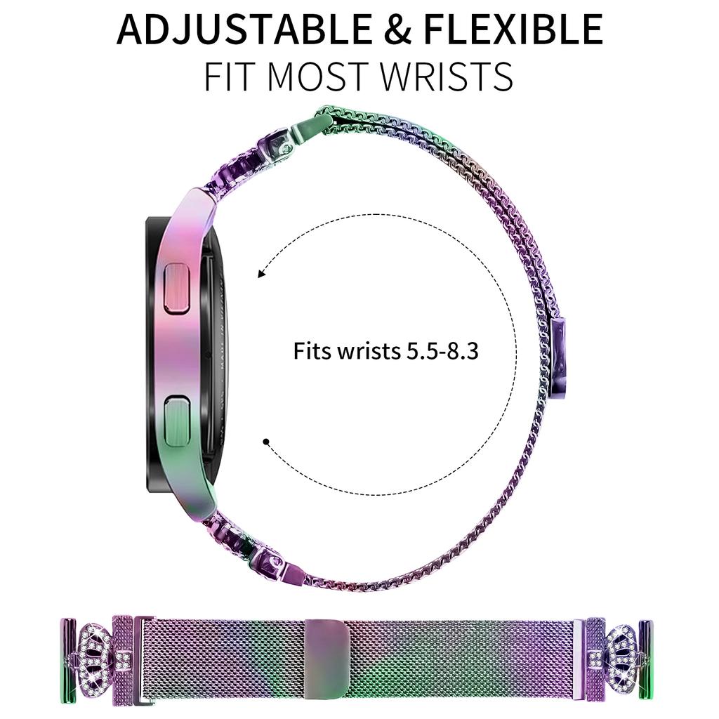 For Huawei Watch GT 3 Pro 43mm Milanese Mesh Band Magnetic Crown Clasp Stainless Steel Strap