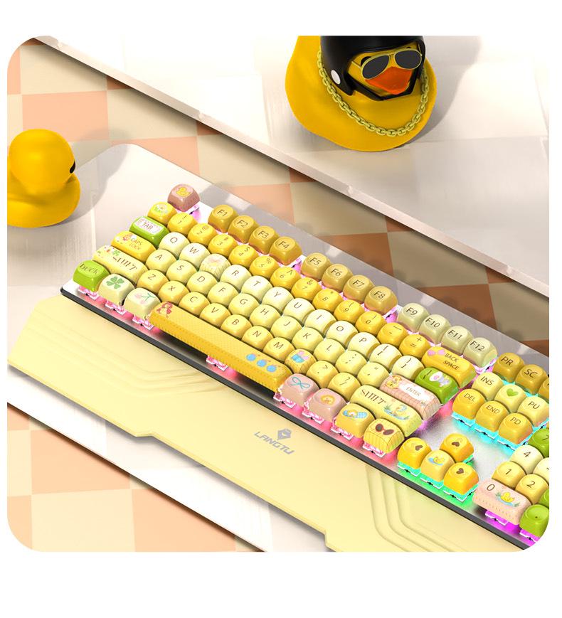 MOA High PBT Custom Cute Cartoon Round Keycaps - Milk Yellow Theme