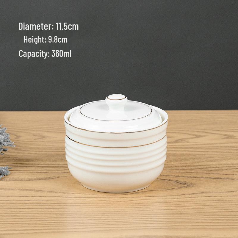 Ceramic Double Boiler Stew Pot with Lid for Soup, Bird's Nest, and Steamed Eggs