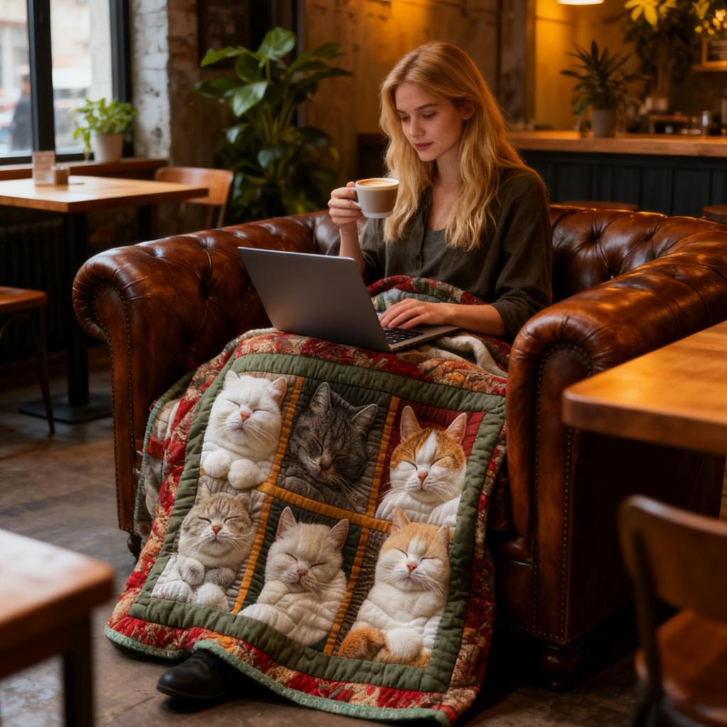 Adorable Warm Cat Print Pattern Throw Blanket Christmas Cat-theme Flannel Blanket For Sofa Couch Living Room Kitchen Bedroom