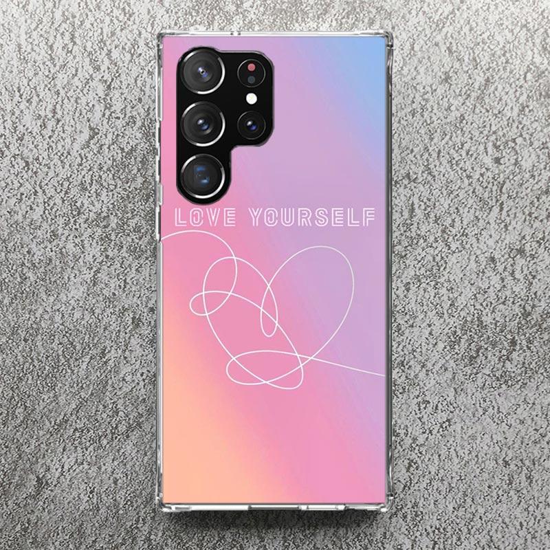 Люби Себя Цветочное Сердце Линия Kpop Чехол Для Телефона Для Samsung Galaxy S25 S24 S23 Ultra S22 Plus S21 S20 FE S10 + S25Ultra S24U Sof