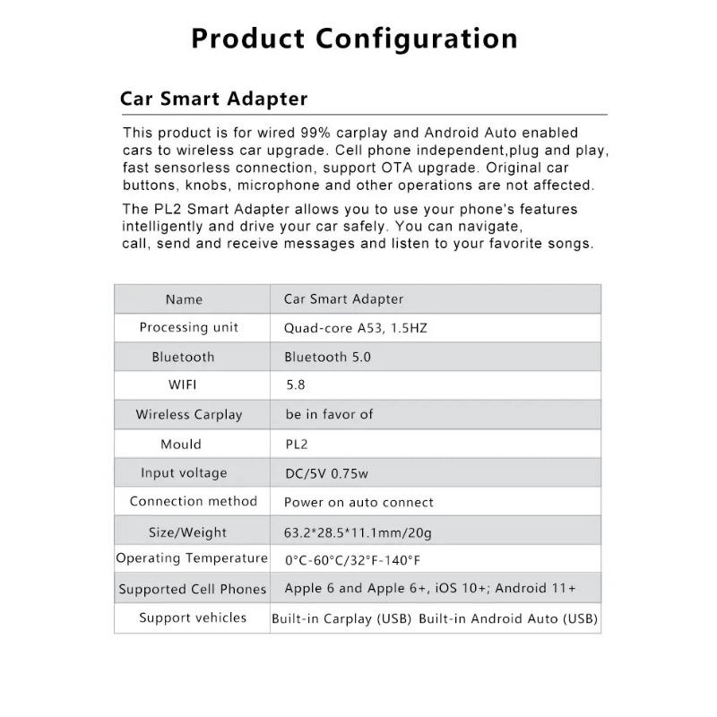 2 в 1 Wifi Carplay Box Android Auto Adapt Wireless Carplay Display Bluetooth 5.0 Type C и USB для проводного смарт-бокса OEM-обновления