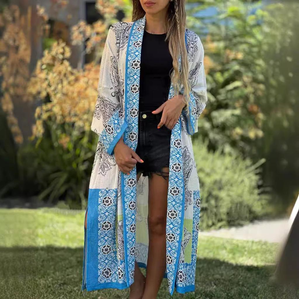 Весенне-осенний женский модный кардиган с длинным рукавом, повседневный кардиган с принтом больших размеров