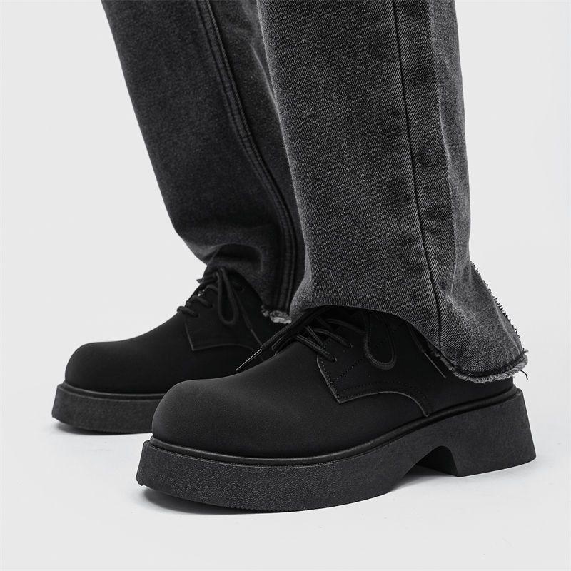 Черные лоферы на толстой подошве, увеличивающие рост, с круглым носком, кожаная обувь для мужчин, ретро, обычные, новые, социальные, высокого качества, мужская повседневная обувь