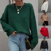 Women's Autumn And Winter Solid Round Neck Long Sleeve Knit Sweater Pullover Sweater