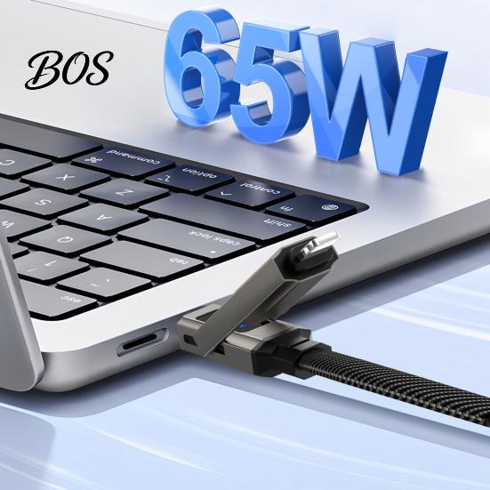 Зарядное устройство USB-A на USB-C 65 Вт 4 в 1, кабель-брелок, быстрая зарядка, кабель для передачи данных, светодиодный дисплей, 8-контактный/Type-C/USB-A/USB-C, портативный брелок