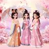 Retro Chinese Style Tang Suit Girl Oil Paper Umbrella Puppet Doll Resin Ornaments Crafts Figurines Miniatures Wedding Home Decor