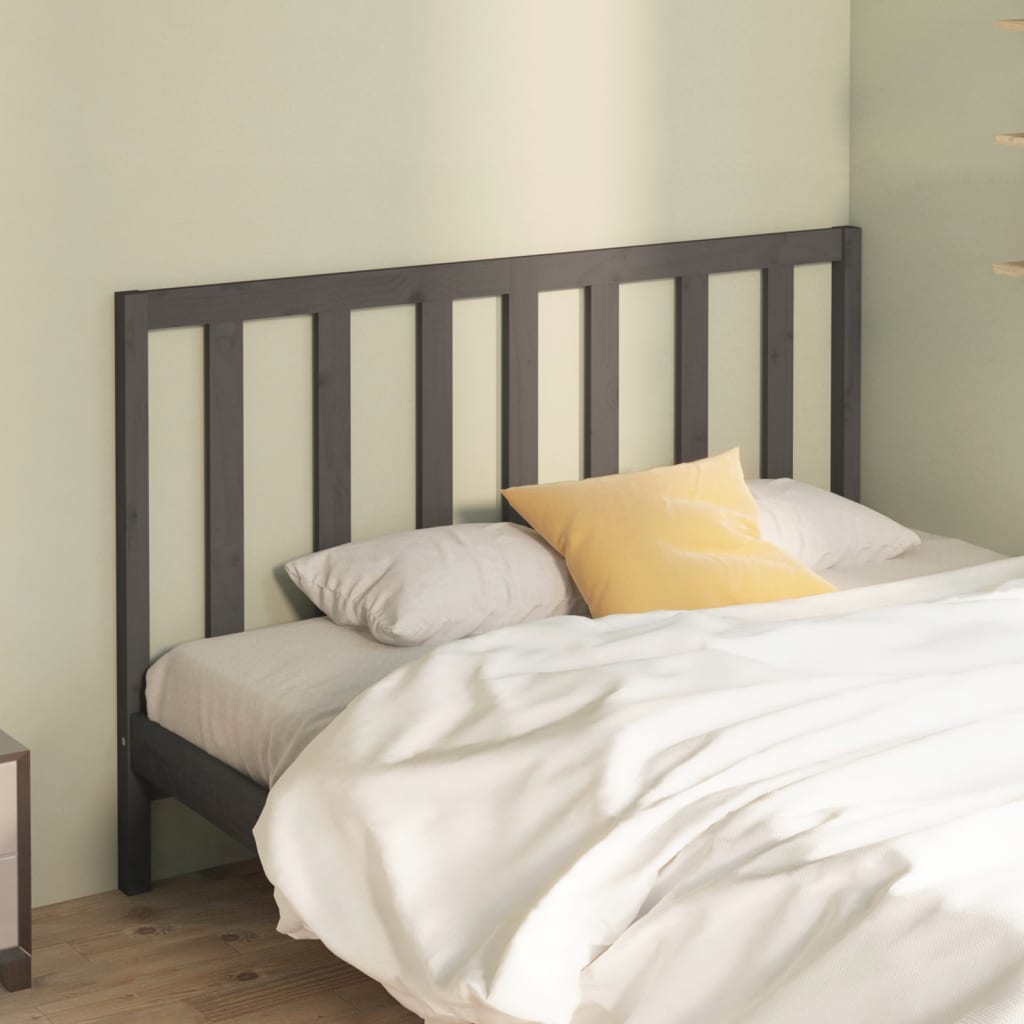 Headboard Gray 126x4x100 cm Solid Pine Wood