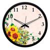 Бесшумный настенные часы с цветами (Черная рама, 12 дюймов)