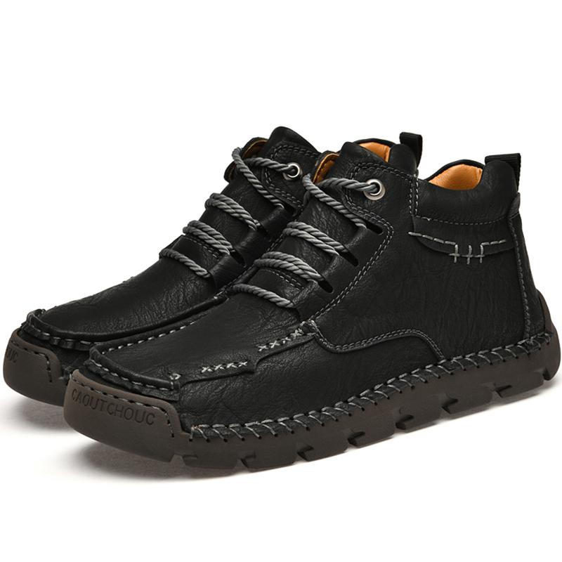 Handmade Split Leather Boots Men Shoes Comfortable Ankle Boots for Men Casual Shoes Large Size Tooling Shoes