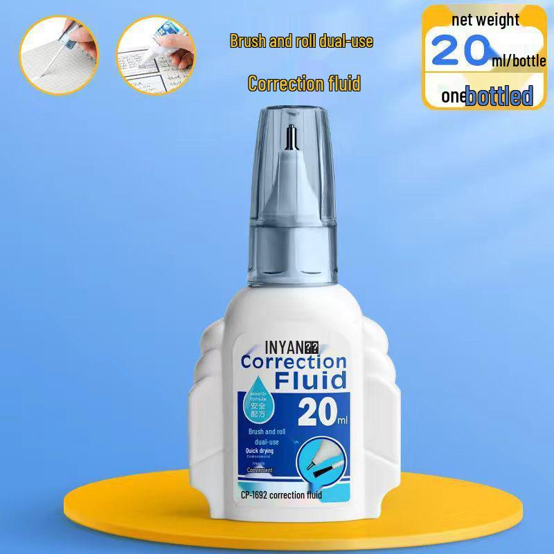 Quick-Drying White-Out Correction Fluid for Students, Large Capacity, Easy Brush-On, Seamless Correction