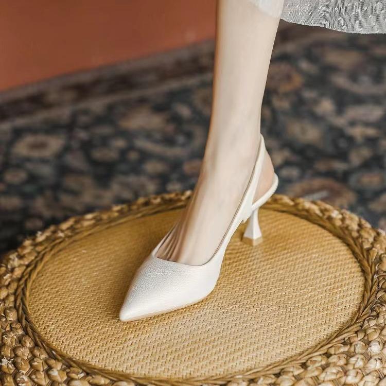 Fashion Women Pumps Pointed Toe Sandals Slip on High Heels Sandal Black Sexy Heels Slingbacks Office Lady Shoes Wedding Summer2024