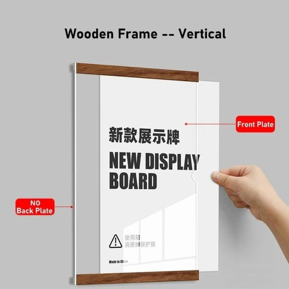 Rectangle Magnetic Wall Mounted Frame Reusable Display Board Acrylic Sign Holder  Retail Store