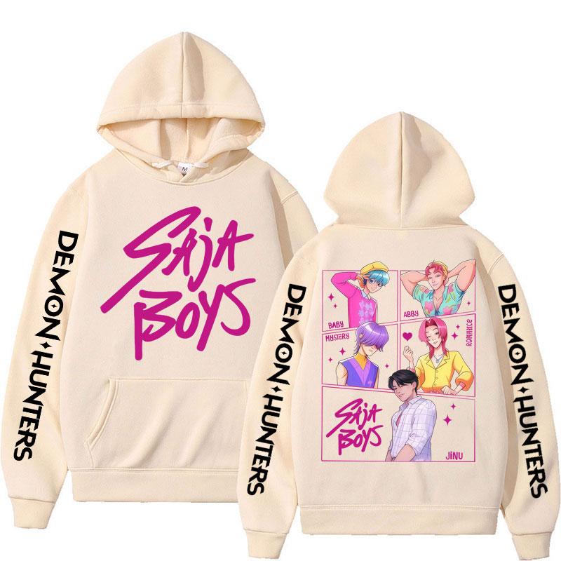 Anime KPop Demon Hunters Saja Boys Hoodies Men Women Trendy Harajuku Sweatshirt Long Sleeves Loose Fleece Casual Street Wear