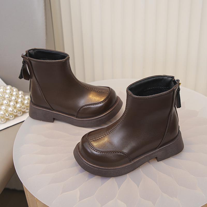 Девичьи осенне-зимние ботильоны Мартин в корейском стиле на флисовой подкладке 2025