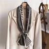 Luxury temperament double layer small flower scarf ribbon decoration suit necktie small long strip headband silk scarf women