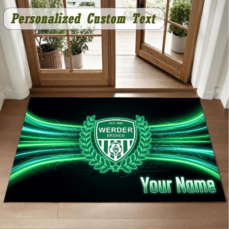 Crystal Velvet Square Rug Custom NameWerder Bremen FC Pattern Non Slip Home Floor Decor Rug
