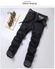 Черные эластичные повседневные деловые джинсы для мужчин среднего и пожилого возраста